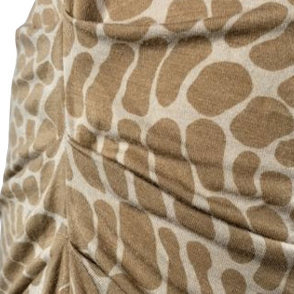 Michael Kors Giraffe Printed Midi Dress Size Large Tan and Cream SZ L - Picture 3 of 8